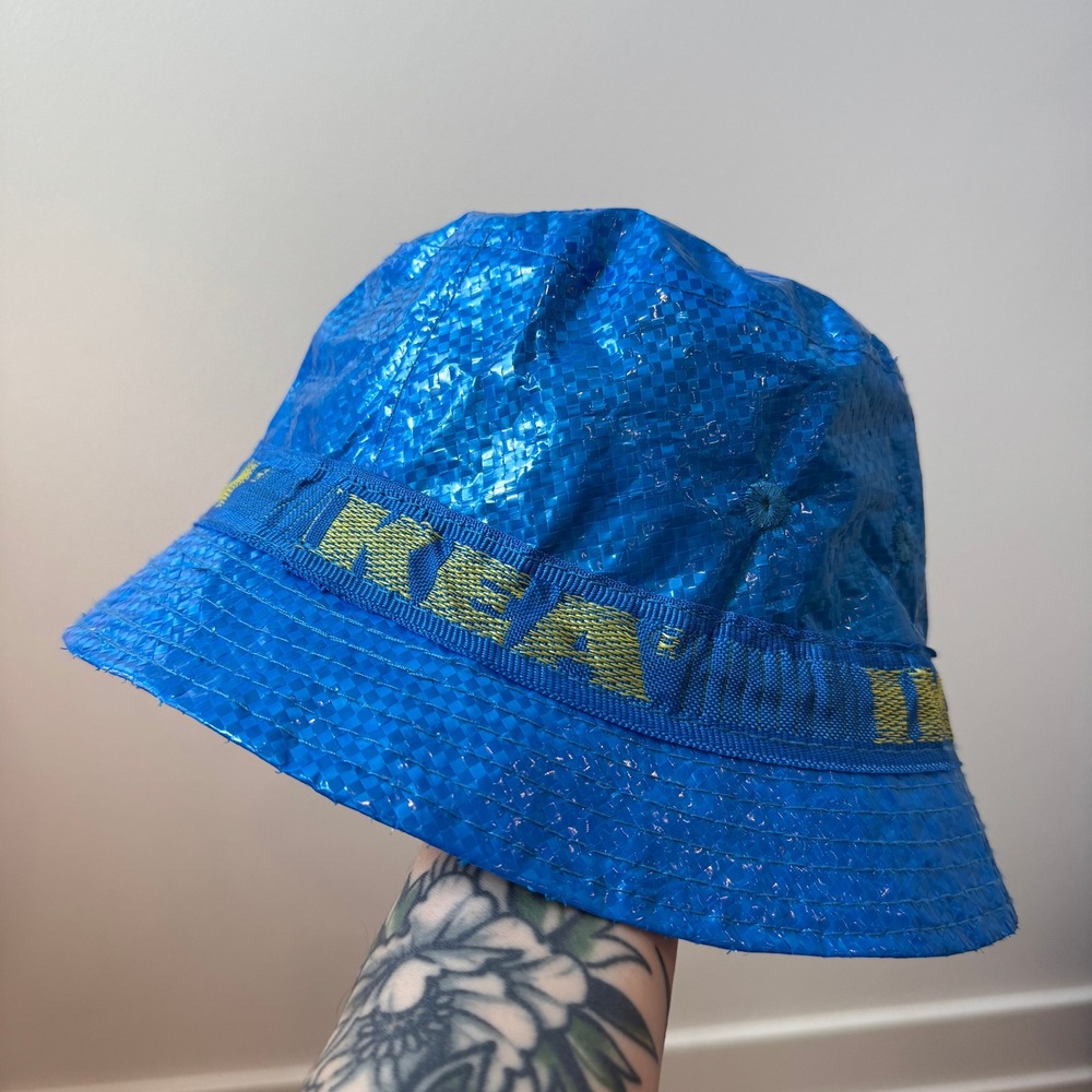 IKEA KNORVA Bucket Hat Blue Frakta Bag Material Lining Streetwear Hat Sun Hat